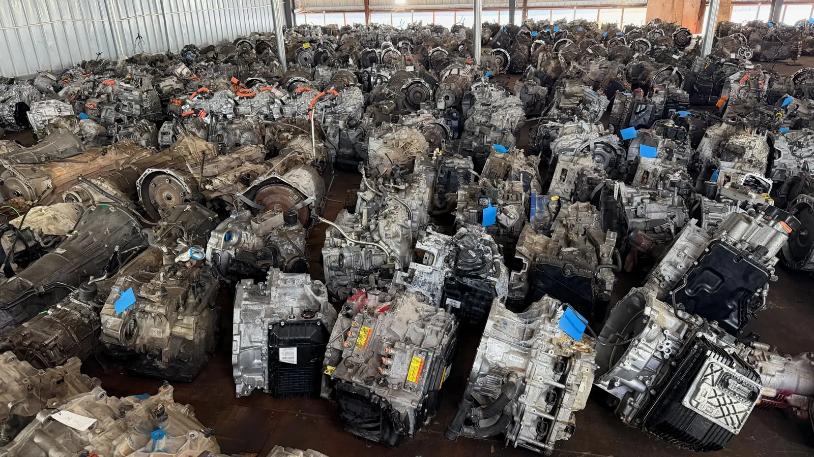 Large stock of used transmission assemblies